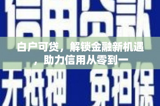 茄萣白户可贷，解锁金融新机遇，助力信用从零到一