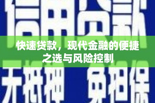 茄萣快速贷款，现代金融的便捷之选与风险控制