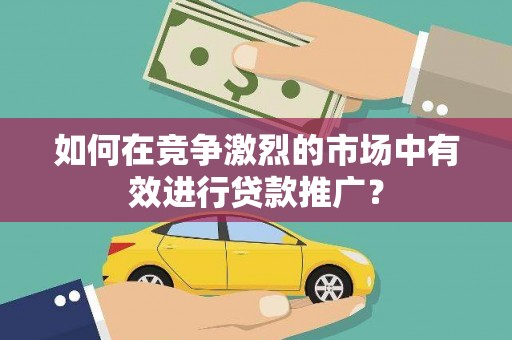 茄萣如何在竞争激烈的市场中有效进行贷款推广？