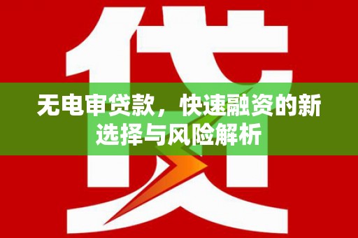 茄萣无电审贷款，快速融资的新选择与风险解析