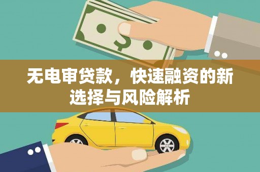 茄萣无电审贷款，快速融资的新选择与风险解析