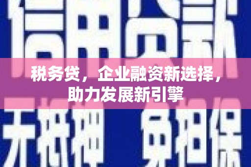 茄萣税务贷，企业融资新选择，助力发展新引擎