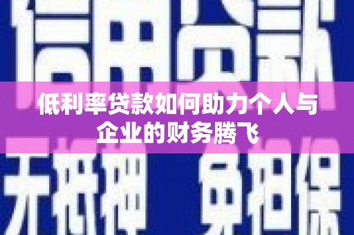 茄萣低利率贷款如何助力个人与企业的财务腾飞