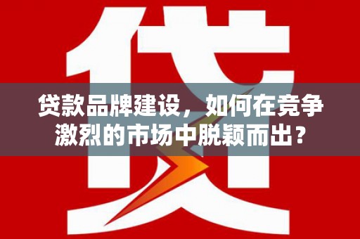 茄萣贷款品牌建设，如何在竞争激烈的市场中脱颖而出？
