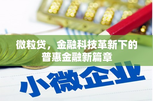 茄萣微粒贷，金融科技革新下的普惠金融新篇章